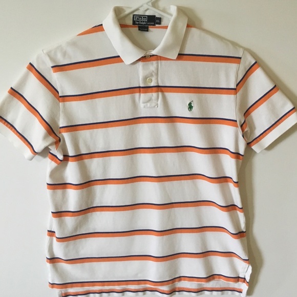 Polo Ralph Lauren Other - Ralph Lauren Orange & Blue Striped Polo XL